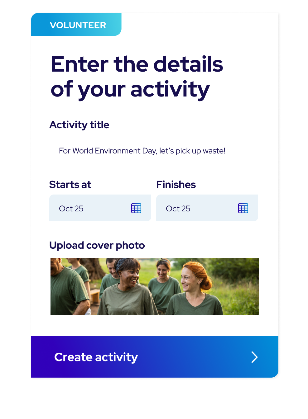Volunteering — Activity Creation